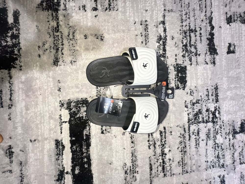 AND1 Slide Sandals Size 10 White Black Blue